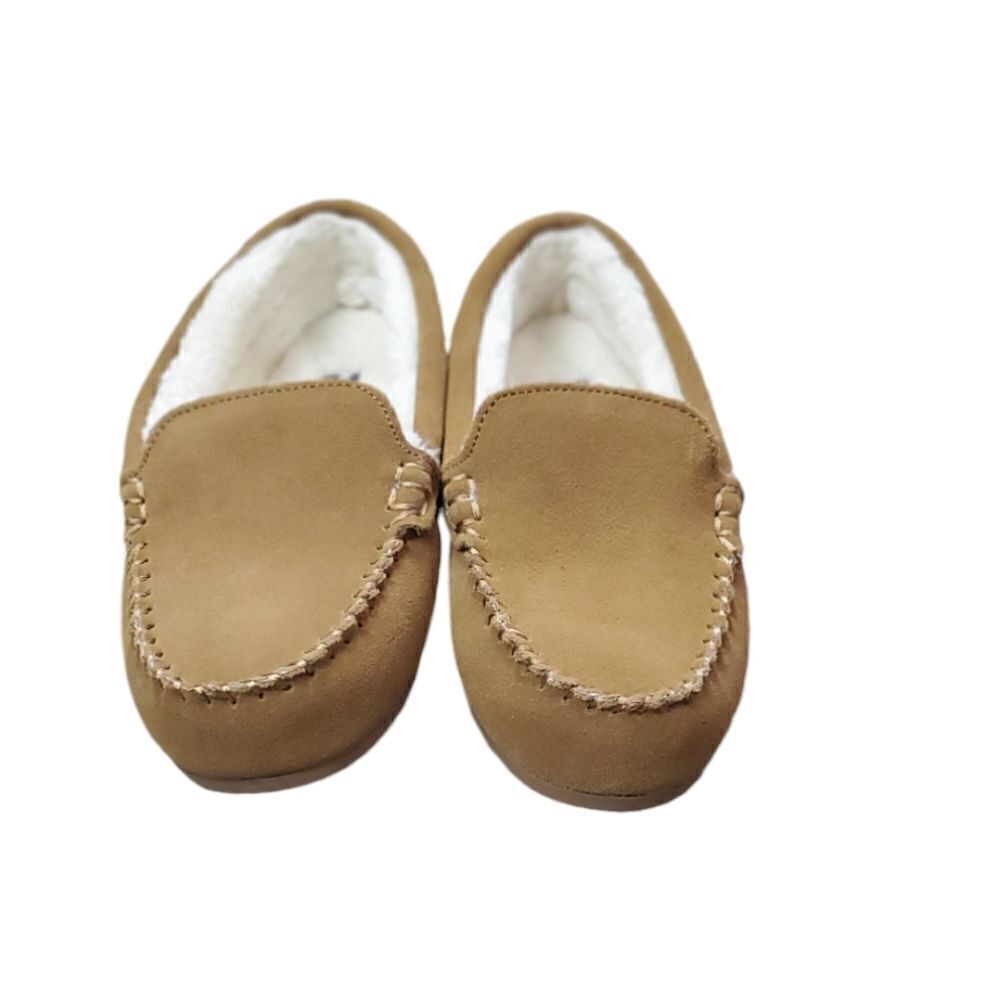 Lands' End Kids Camel Suede Slippers